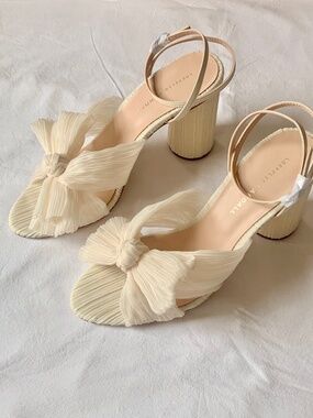 Loeffler Randall Camellia Pleated Bow Heel Pearl US9 NEW